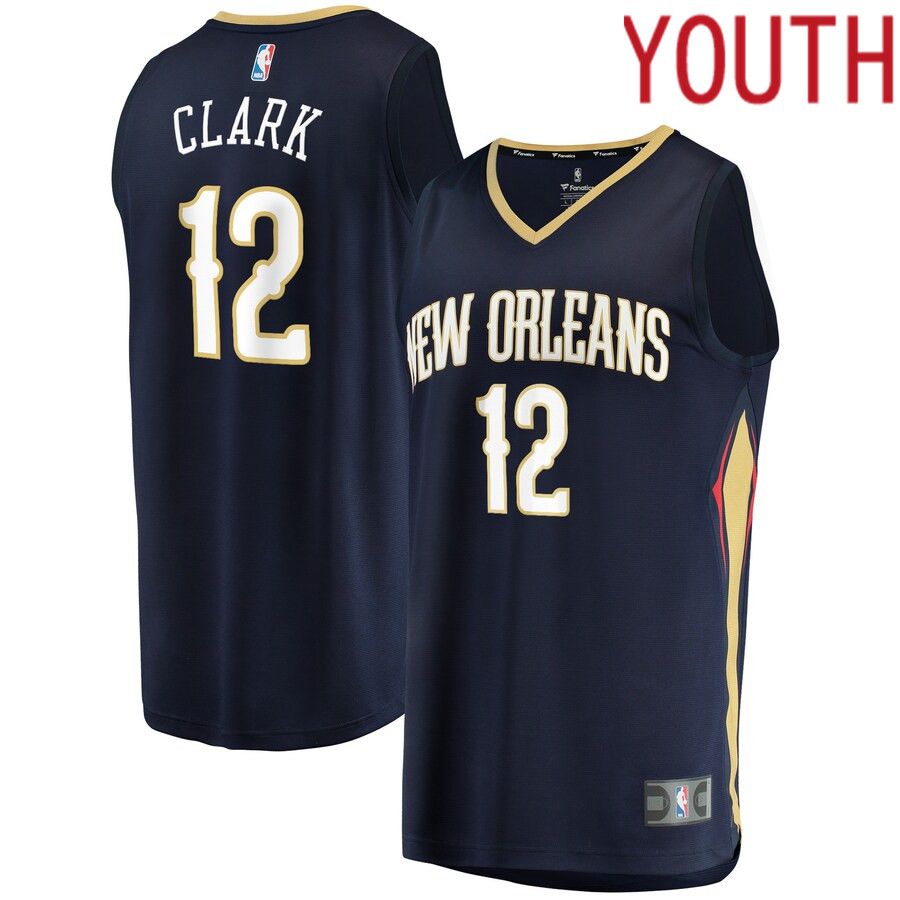 Youth New Orleans Pelicans #12 Gary Clark Fanatics Branded Navy Icon Edition 2021-22 Fast Break Replica NBA Jersey->customized nba jersey->Custom Jersey